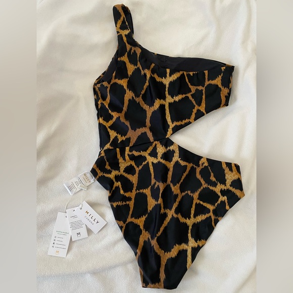 Milly Giraffe Print Miranda One Piece Cutout Swimsuit, Size P (0-2) - Picture 2 of 5